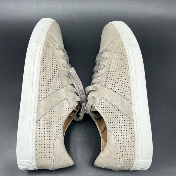 TRASK AARON GRAY PERFORATED LEATHER MENS SNEAKERS - Picture 5 of 9